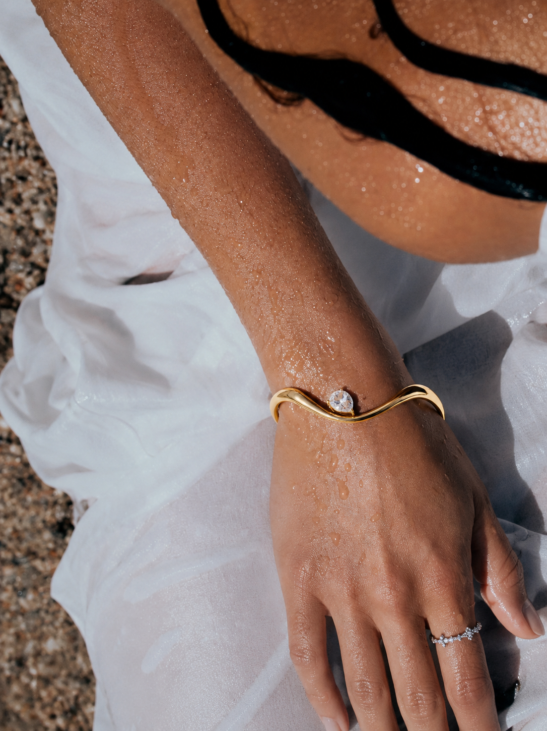 Ondée Damla Altın Kaplama Cuff