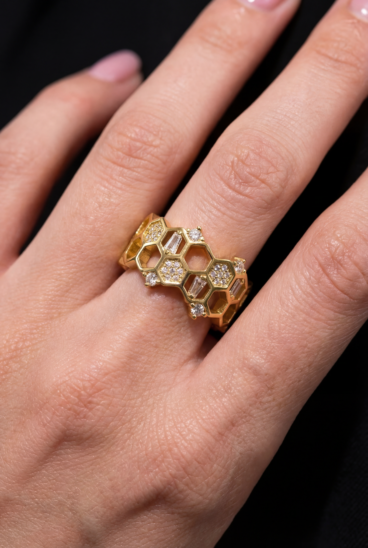 Hexagon Pavé Statement Yüzük