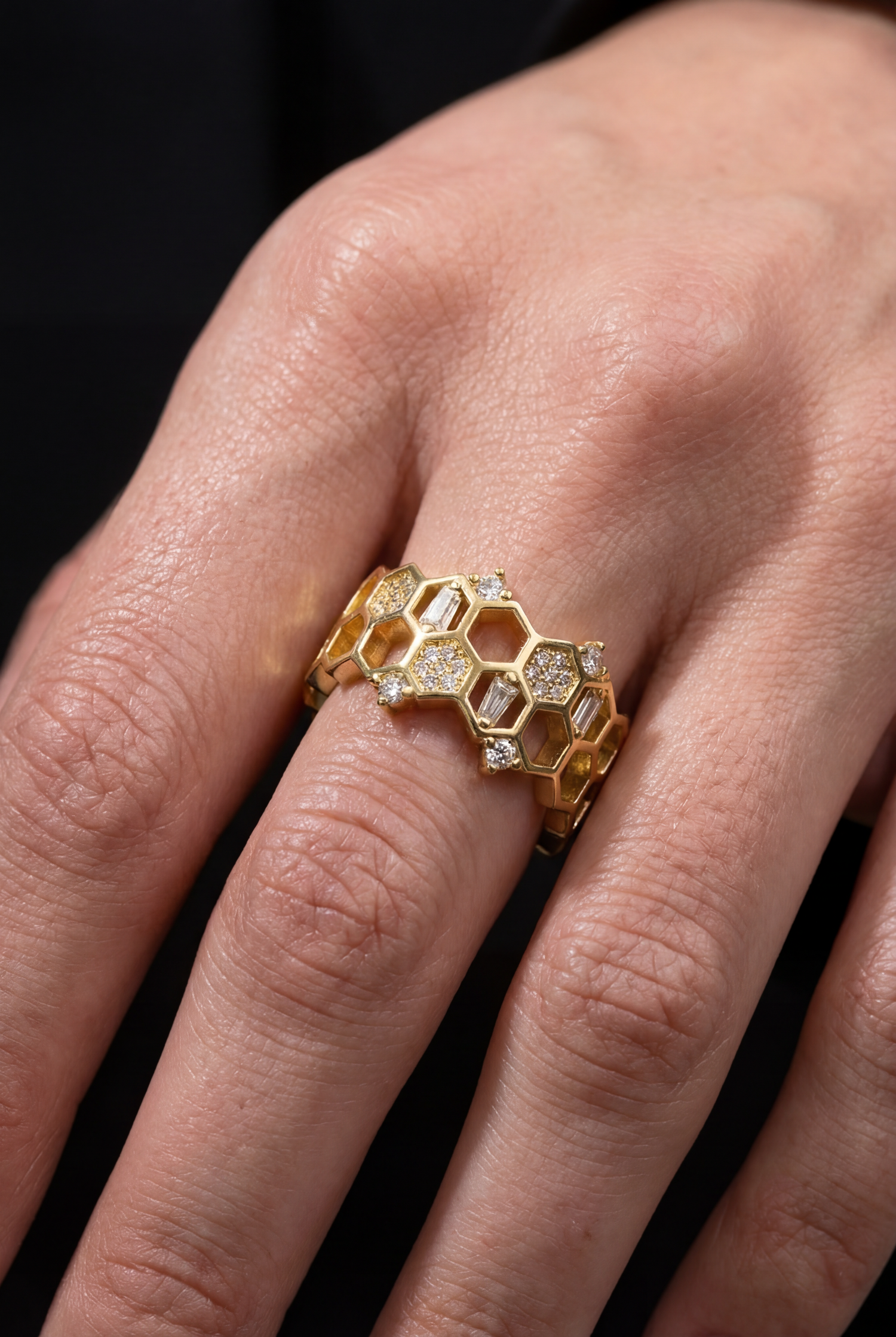 Hexagon Pavé Statement Yüzük