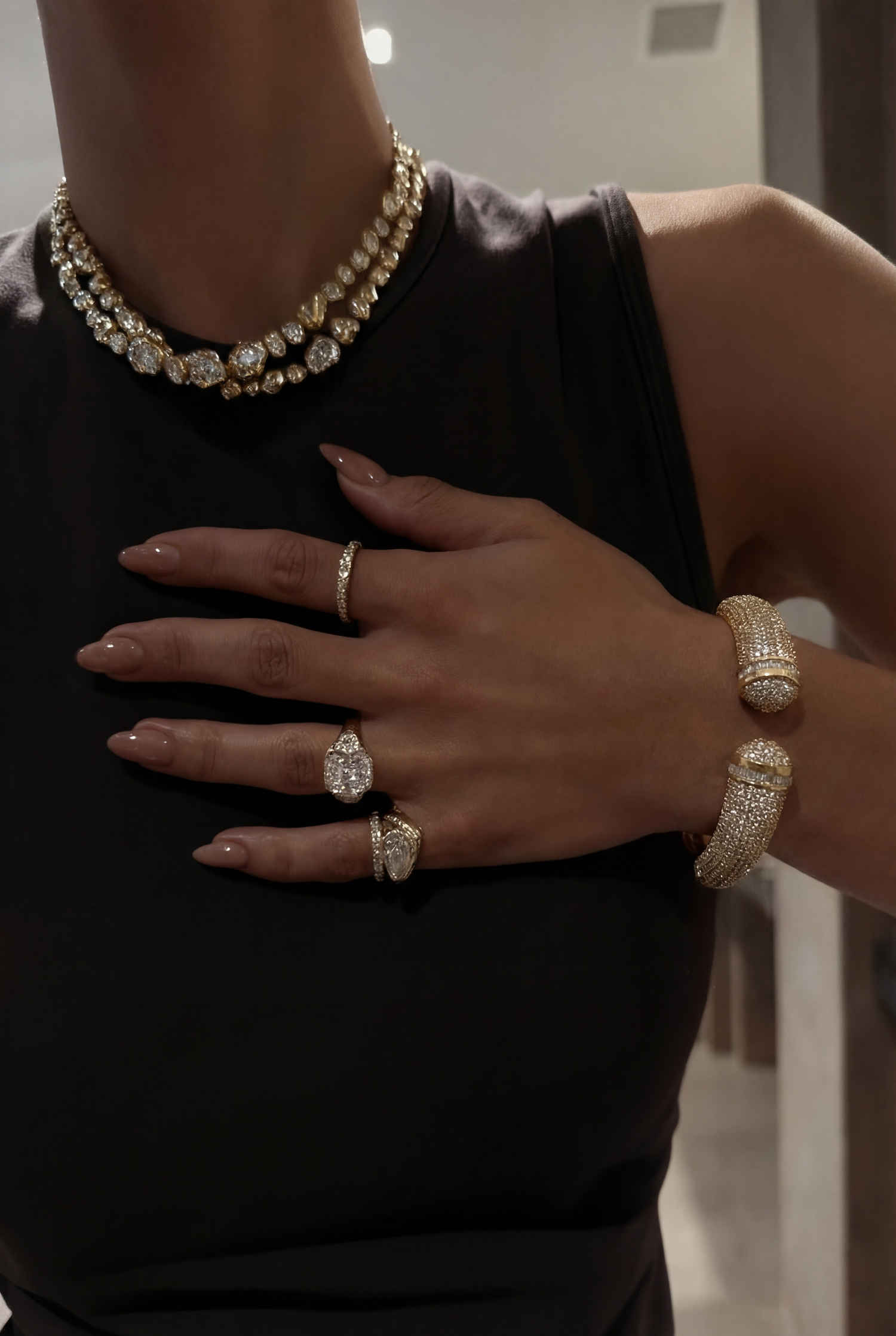 Pave Gold Plated Torque Cuff