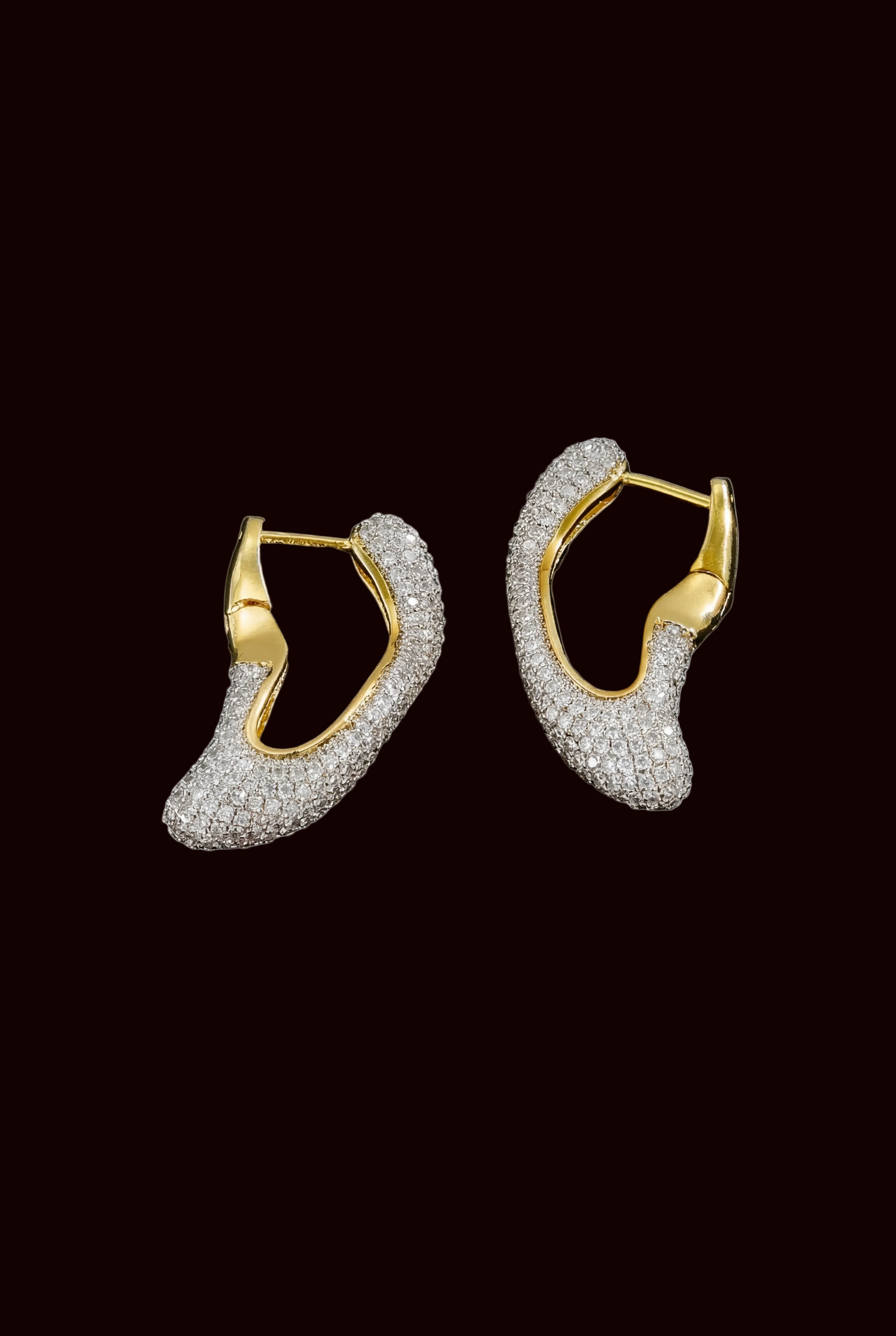 Sculpted Pave CZ Gold Plated Küpe