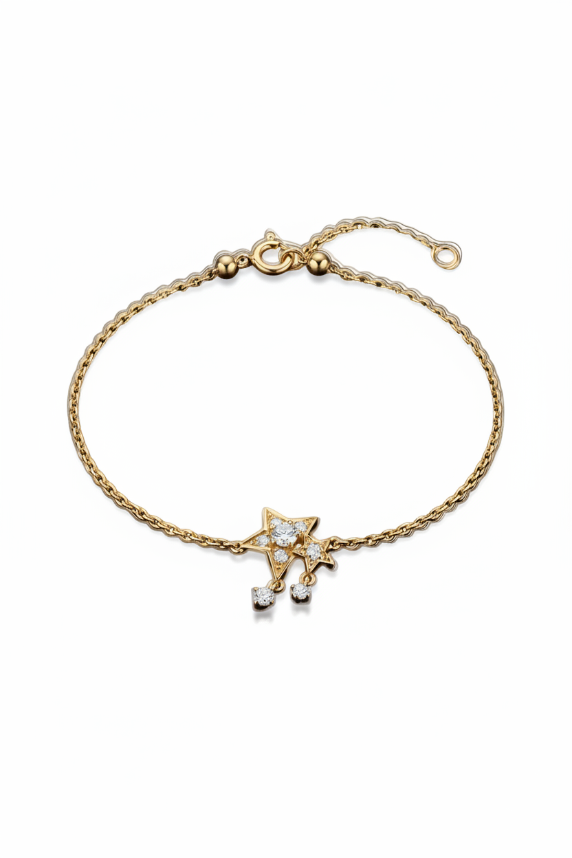 Çift Yıldız Bileklik - Beyaz Arka Plan + Kırpılmış + Minik Shadow